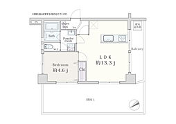 薬王寺ニューハイツ 1LDKの間取図画像