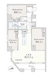 ロワール東中神 3LDKの間取図画像