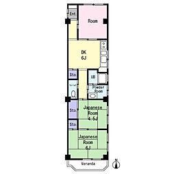 第三羽村マンション 3DKの間取図画像