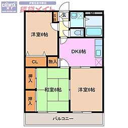 メゾン・ド・マリエール 3DKの間取図画像