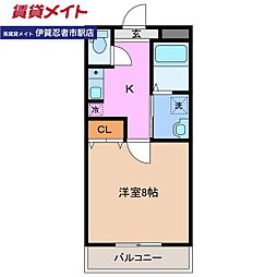 コンフォート服部 1Kの間取図画像