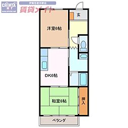 フラット立石C 2DKの間取図画像