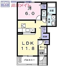 シルエーラ2 1LDKの間取図画像