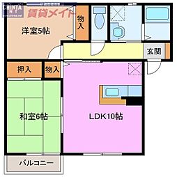 スィートライムB 2LDKの間取図画像