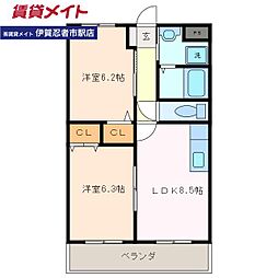 フラット立石C 2LDKの間取図画像