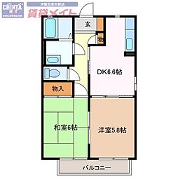桜道コートA 2DKの間取図画像