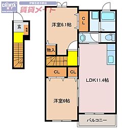 グロウ2 2LDKの間取図画像