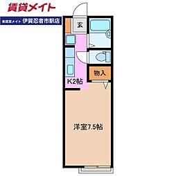 コーポヴィヴレ 1Kの間取図画像