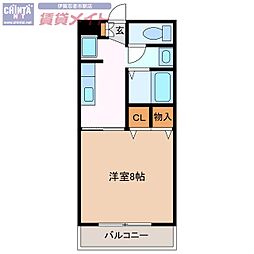 フラット立石B 1Kの間取図画像