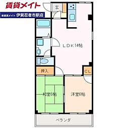 グランディール・雅 2LDKの間取図画像