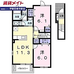 ジェルビーB 2LDKの間取図画像