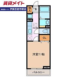 グランド・ソレイユ 1Kの間取図画像