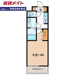 メゾンフォレスティエール2 1Kの間取図画像