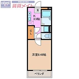 フリオフラッシュ 1Kの間取図画像