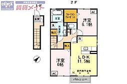 Ｊｕ．ｅｉｙｕ　Ｏｔａ 2階2LDKの間取り