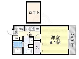 キオラ上穂 2階1Kの間取り