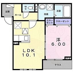 Luce 1階1LDKの間取り