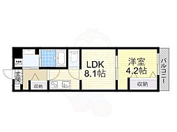 Gracias court 富田 2階1LDKの間取り