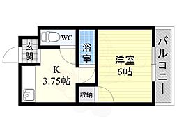 津之江パークハイツ 1Kの間取図画像