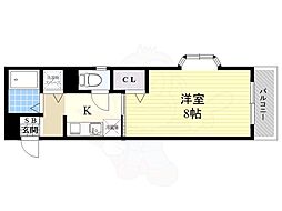 ハイマートさつき 2階1Kの間取り