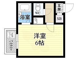 ヴァンテーヌ ワンルームの間取図画像