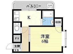 メゾン芥川 1Kの間取図画像