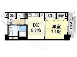 ノース・エクセレント・春日 1DKの間取図画像