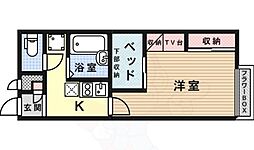 レオパレスオプティム安満 1Kの間取図画像