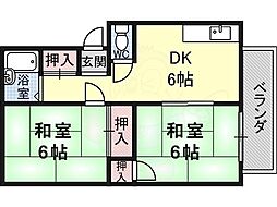 サンハイツ千原 2DKの間取図画像