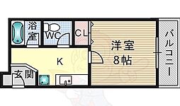 アネックスウエスト 1Kの間取図画像