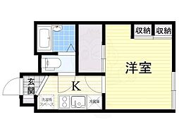 レオパレスパークサイドハイツ 1Kの間取図画像