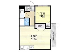 マンション一里塚 1LDKの間取図画像