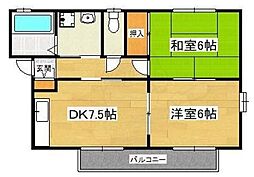 ハイムエクセル 2DKの間取図画像