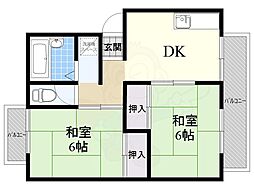 サンシャイン上穂 2DKの間取図画像