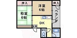 上田マンション 2DKの間取図画像