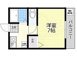 T’S SQUARE野見町（ティーズスクエア野見町） 5階1Kの間取り