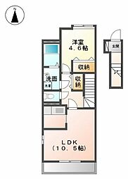 ロズマリーノ 1LDKの間取図画像