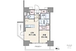 Brillia四谷三丁目 1LDKの間取図画像