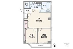 岡本マンション 2LDKの間取図画像