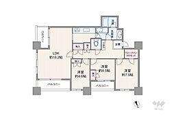 西早稲田パーク・タワー 3LDKの間取図画像