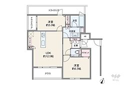 ロイヤルシーズン新宿柏木 2LDKの間取図画像