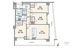 レクセルヒルズ中落合見晴坂 3LDKの間取図画像