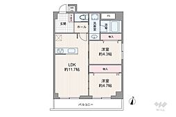 ゾンネンハイム牛込 2LDKの間取図画像