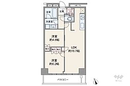 ザ・パークハウス新宿タワー 2LDKの間取図画像