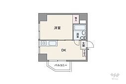 新宿オリンピックマンション 1DKの間取図画像