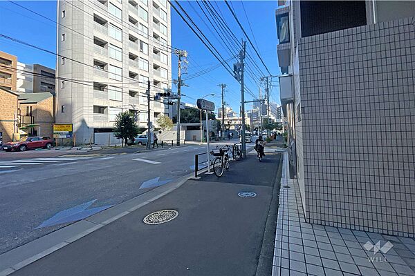 敷地の北側前面道路（西側から）