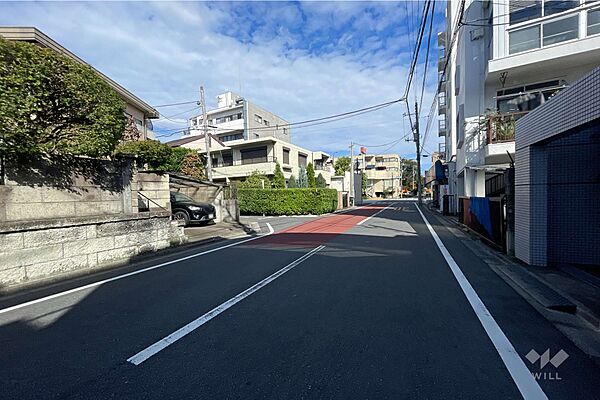敷地西側の前面道路（南側から）