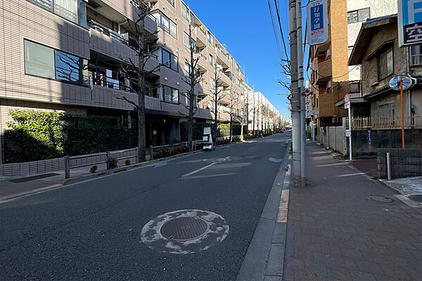 敷地の南側前面道路（西側から）