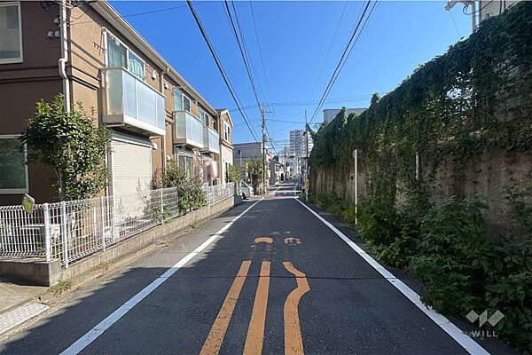 敷地南側の前面道路（西側から）