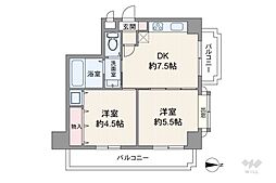 ライオンズマンション西早稲田 2DKの間取り